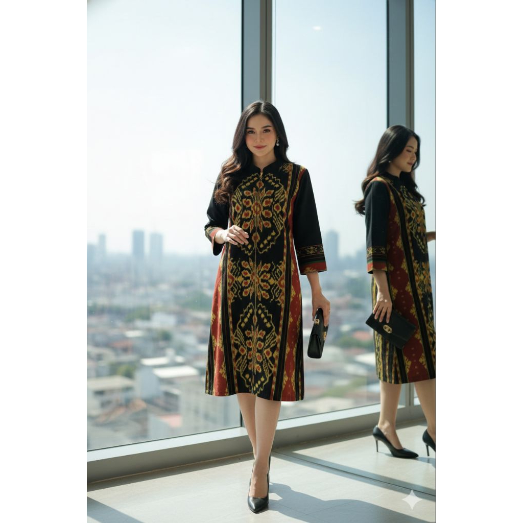TENUN_GAYA Tunik tenun ikat wanita modern baju tenun kekinian fashion tenun wanita modern fashion te