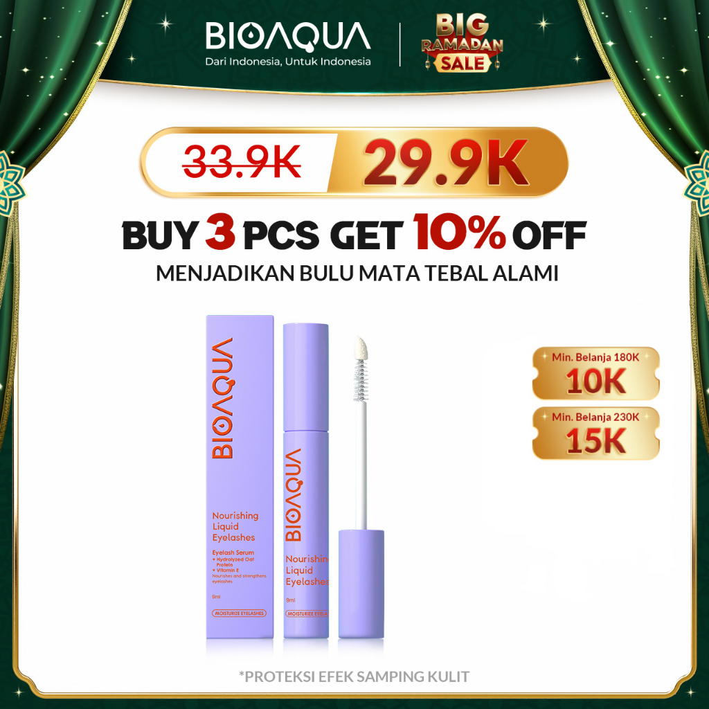BIOAQUA Eyelash Serum Alis dan Bulu Mata BPOM Halal 9ml Serum Penumbuh Bulu Mata dan Alis