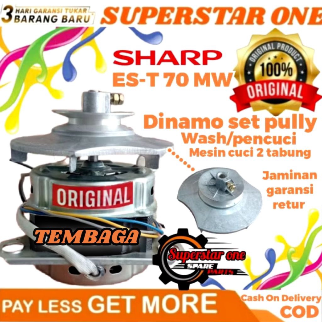Dinamo wash/pencuci set pully Sharp Mesin Cuci ES-T70MW/ES-T 70 MW/EST70MW/EST 70 MW ORIGINAL tembag