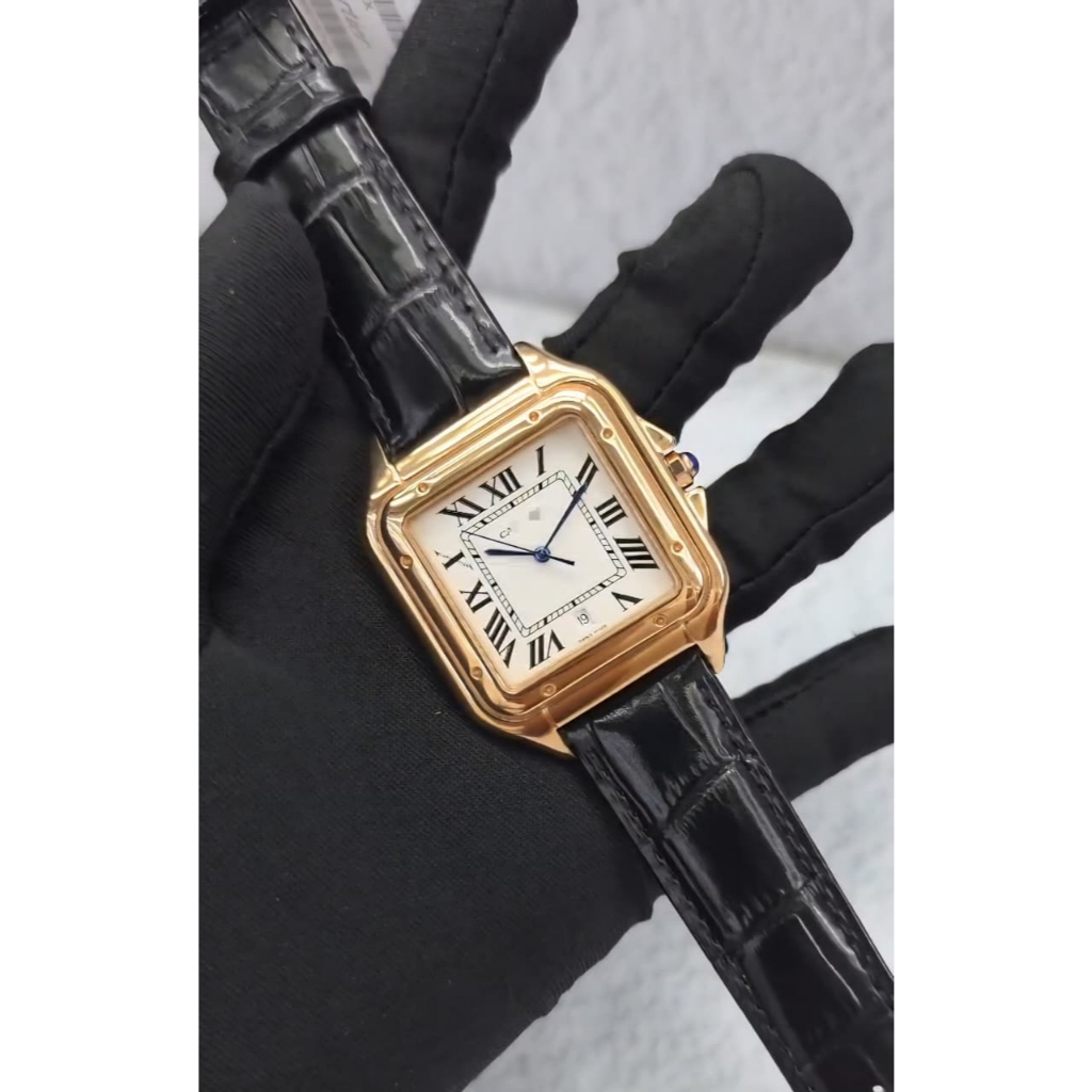 Jam tangan Luxury body swiss panthere Leather 36MM black leather rose gold case Quartz best quality