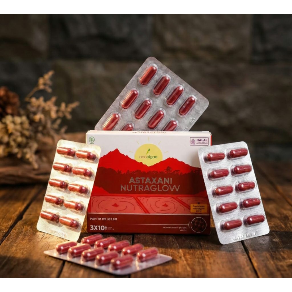 Astaxani Nutraglow Suplemen Pemutih Kulit Suplemen Kecantikan Astaxanthin10mg