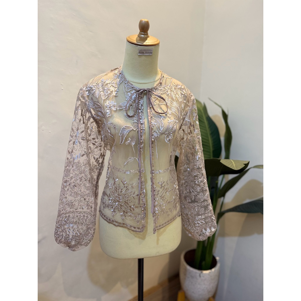 Outer Tile Brukat Pendek Lengan Karet