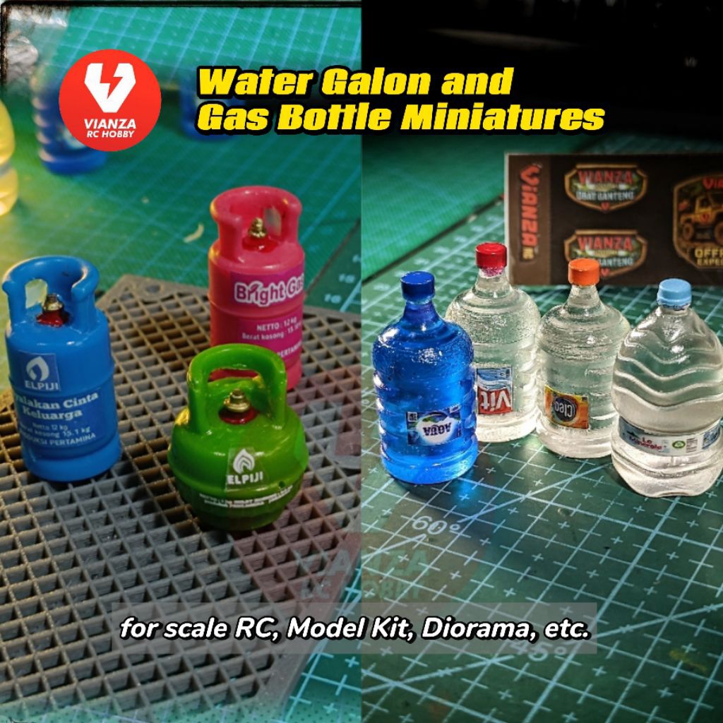 Tabung  Elpiji Galon Air Skala Miniatur untuk Modelkit RC Diorama Dekorasi