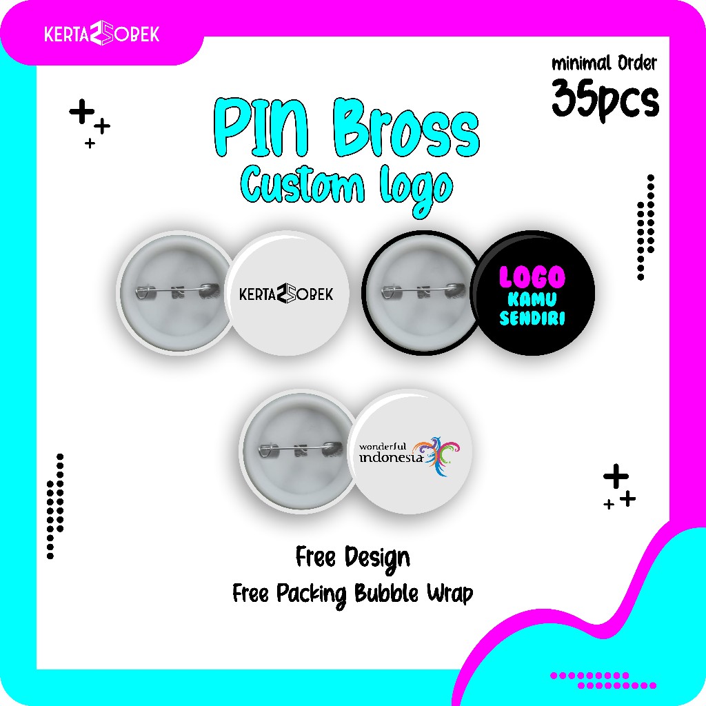 Pin Bross Peniti Custom Logo Brand Desain bebas | Bross Seminar | PARTAI | ALMAMATER | SEKOLAH souve