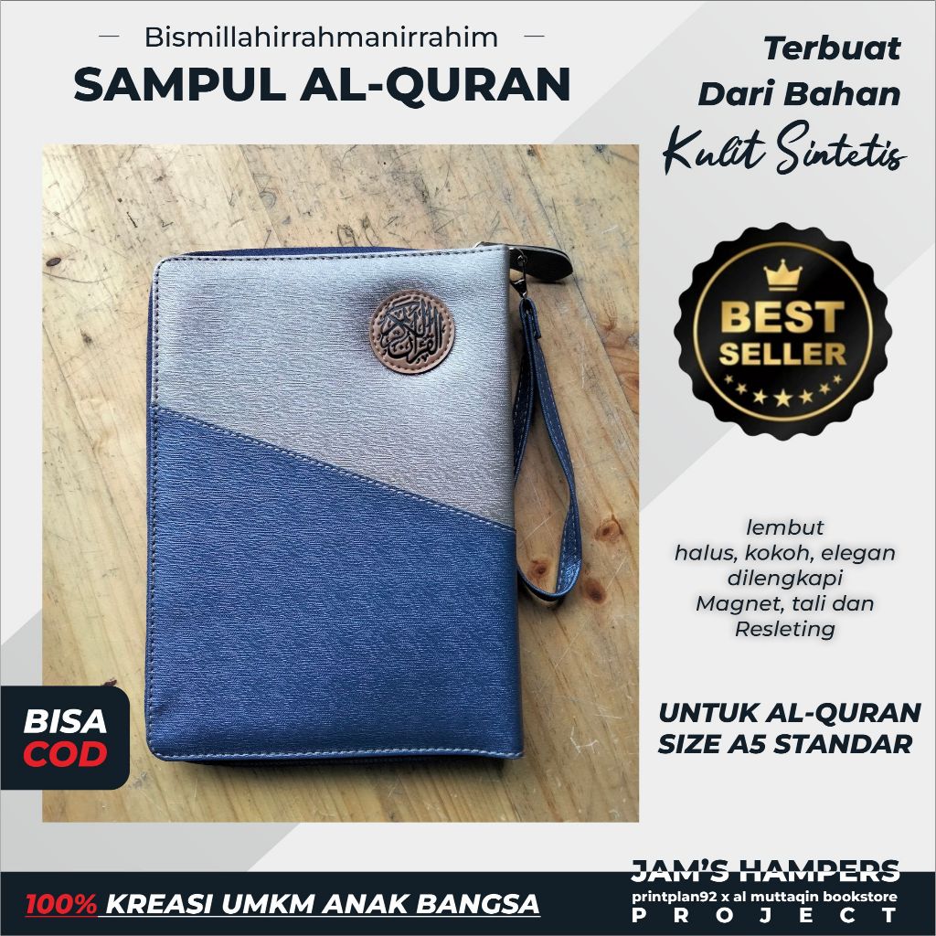 cover untuk alquran eksklusif ukuran A5 sampul khusus quran bahan kulit sinteis (2TONE)
