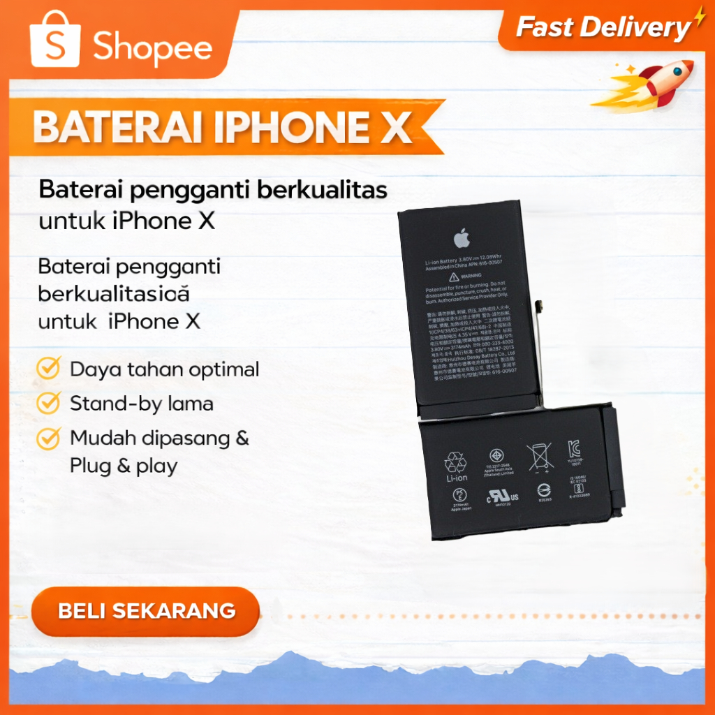 BATERAI IPHONE X - BATERAI IP X