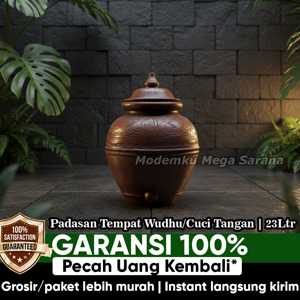 Padasan Untuk Wudhu Tempat Cuci Tangan Tanah Liat Gerabah - Ukuran 36cm x 54cm + Packing Kayu