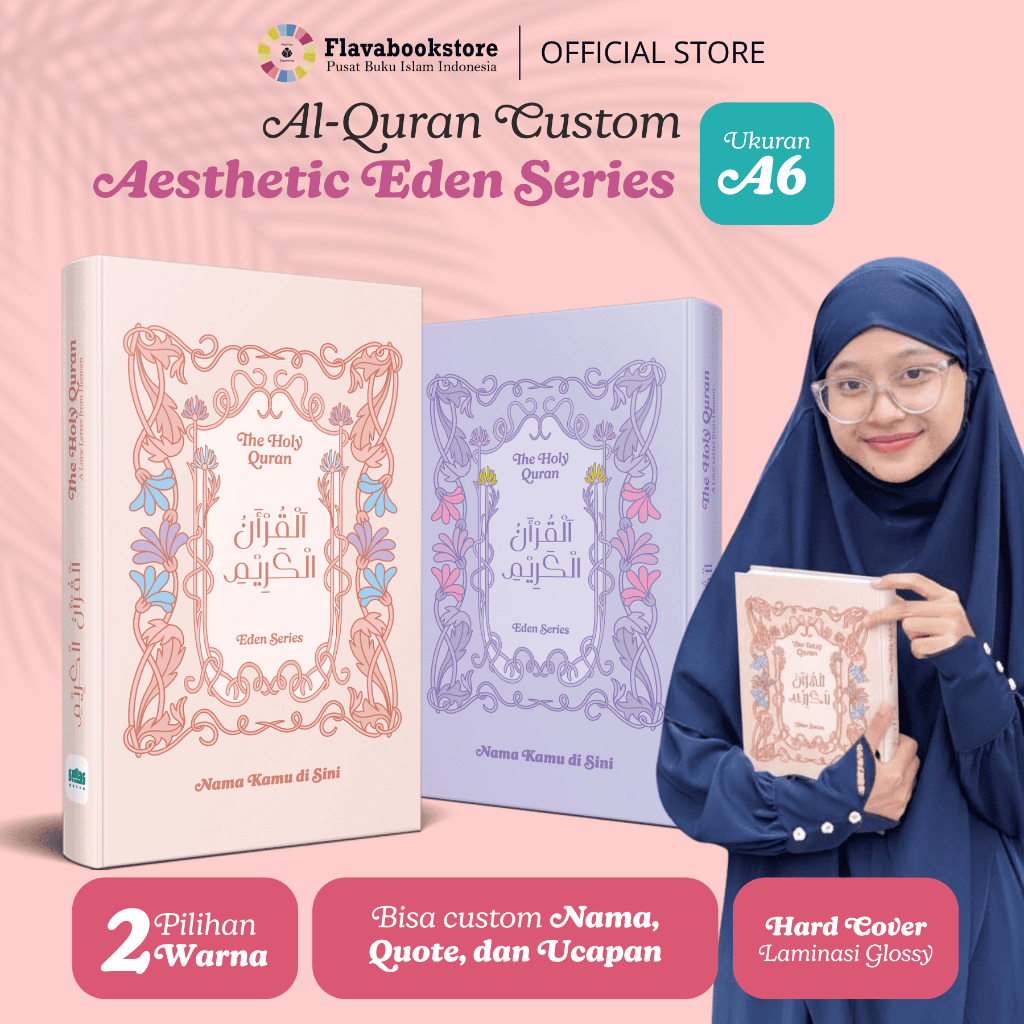 Says Quran - A6 Al Quran Custom Nama dan Ucapan  AESTHETIC Quran Eden Series - Al Quran Terjemah Tajwid Bewarna 8 Blok Premium Full Color