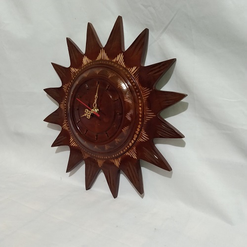 Hiasan Dinding Jam Dinding Model Bunga Matahari Bahan Kayu Jati