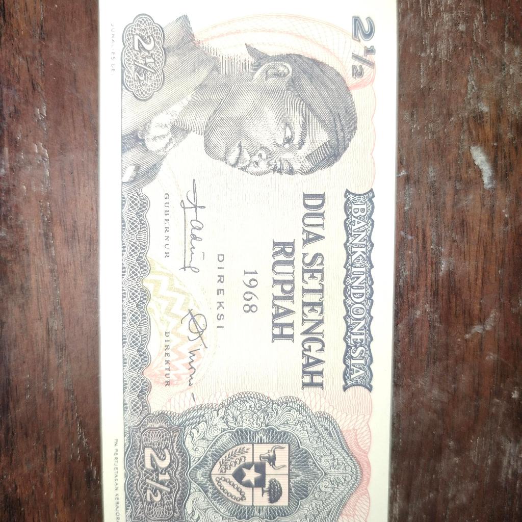 uang kuno 2 setengah rupiah tahun 1968