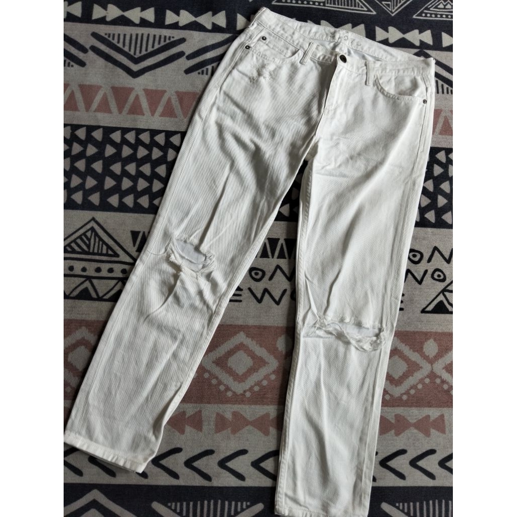 Zara Basic Denim (Z1975) Ripped jeans white,distressed jeans,crash denim