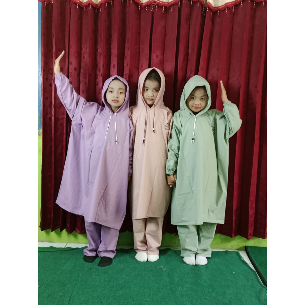 Jas hujan Anak stelan ponco usia 6 sampai 12 tahun
