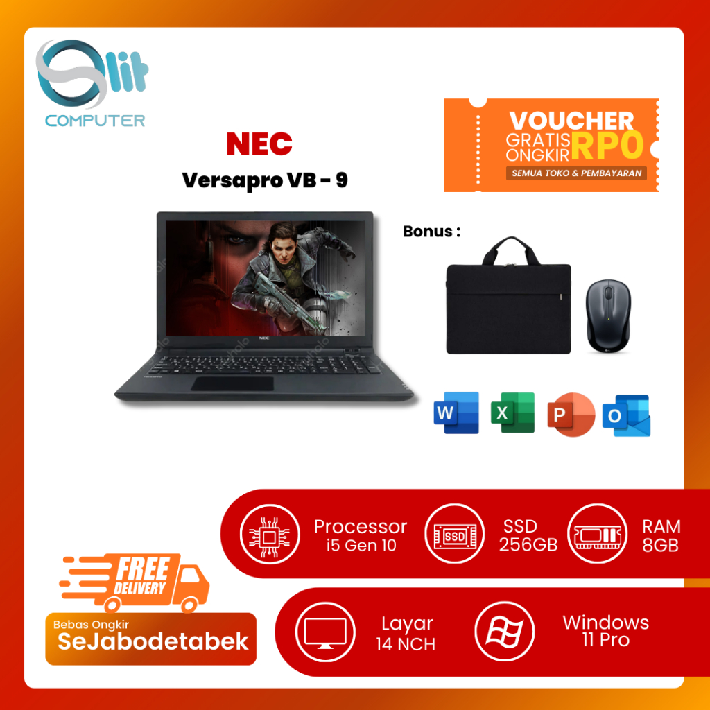 NEC VersaPro VB-9 | i5-10210U | RAM 8GB | SSD 256GB | Win 11 Pro | LCD Bercak