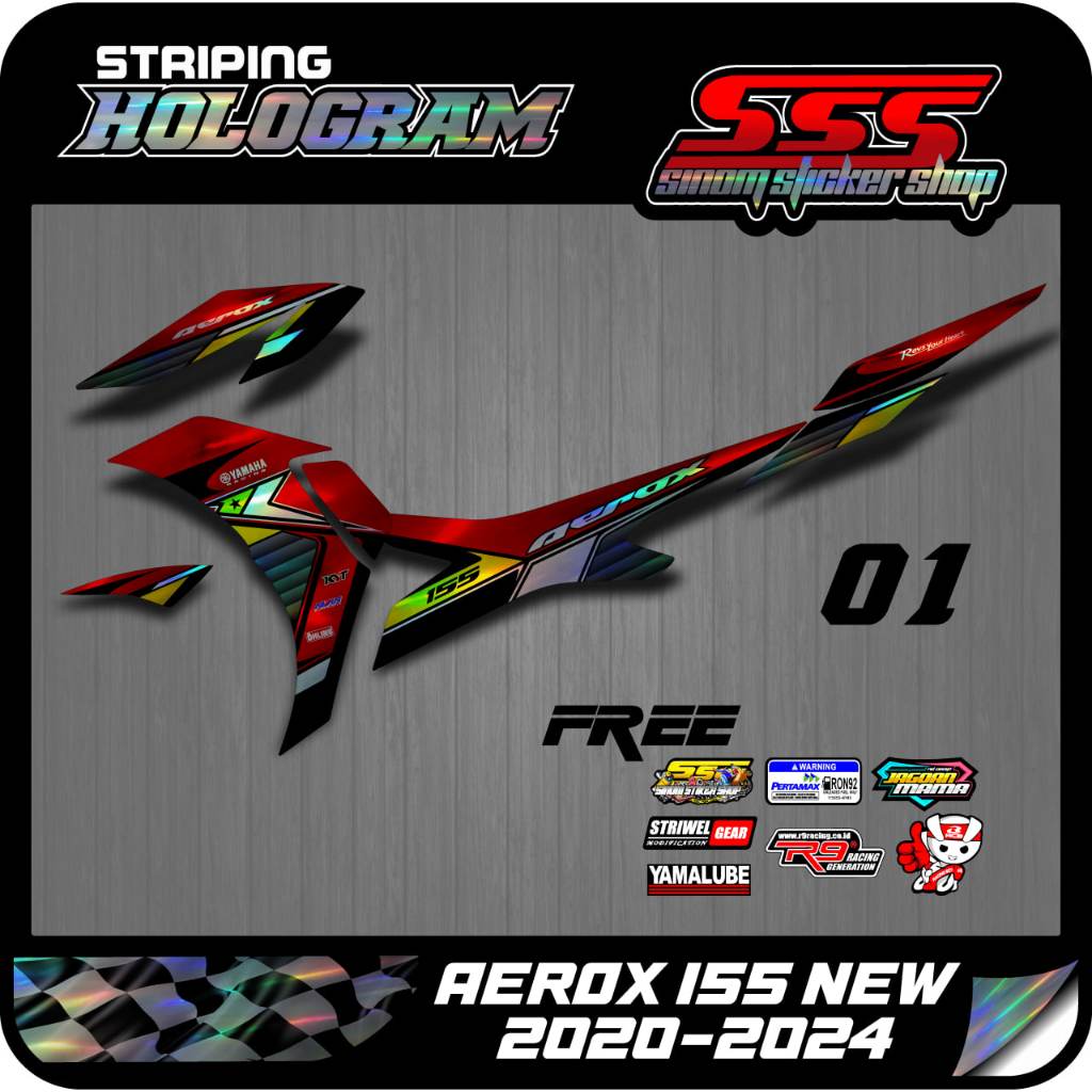 Semi Decal Hologram Aerox New 155 Road Race 02 Striping Aerox 155