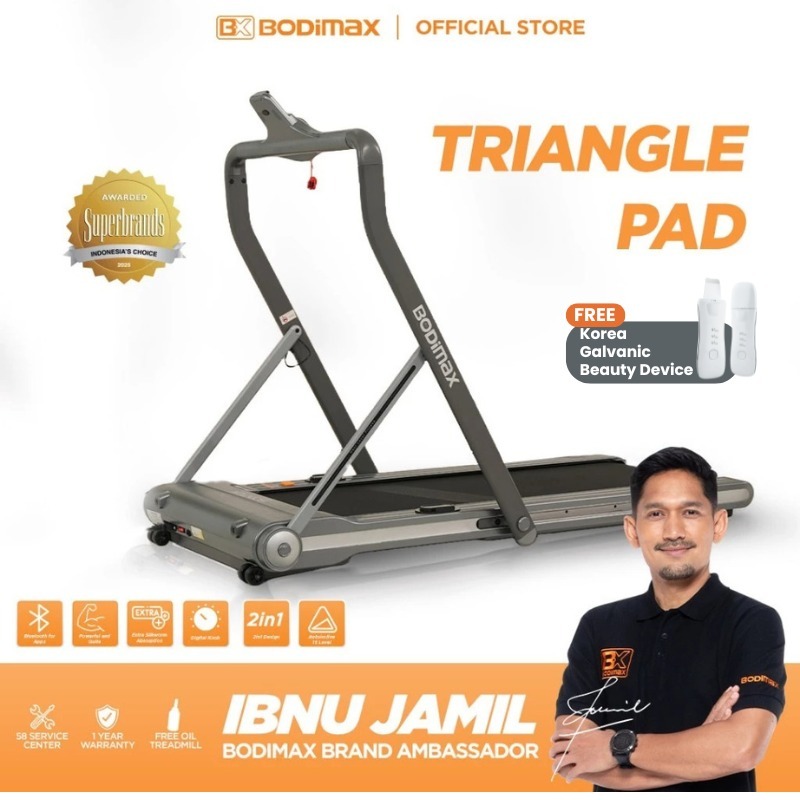 BODIMAX TRIANGLE PAD AUTO INCLINE – FOLDING TREADMILL / GYM / ALAT OLAHRAGA / FITNESS