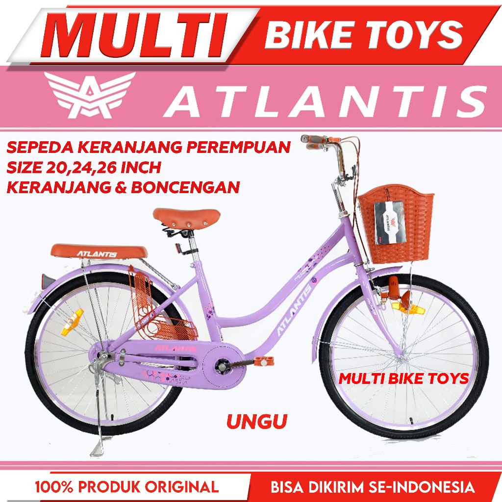 Sepeda Keranjang perempuan Dewasa mini Ukuran 20 24 26 Inch ATLANTIS 2025 Boncengan