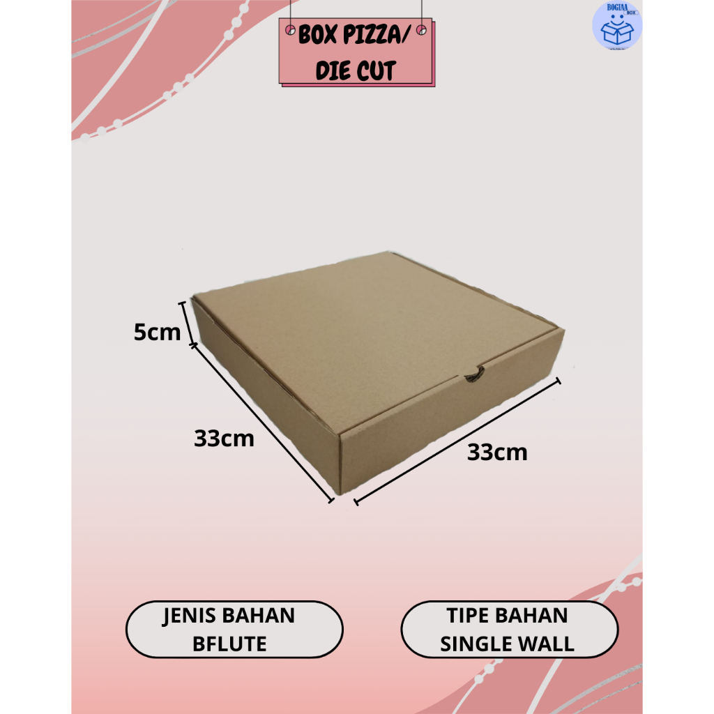 Kardus Pizza Uk.33x33x5 cm / Die Cut / Box Pizza / Kardus Pizza Polos