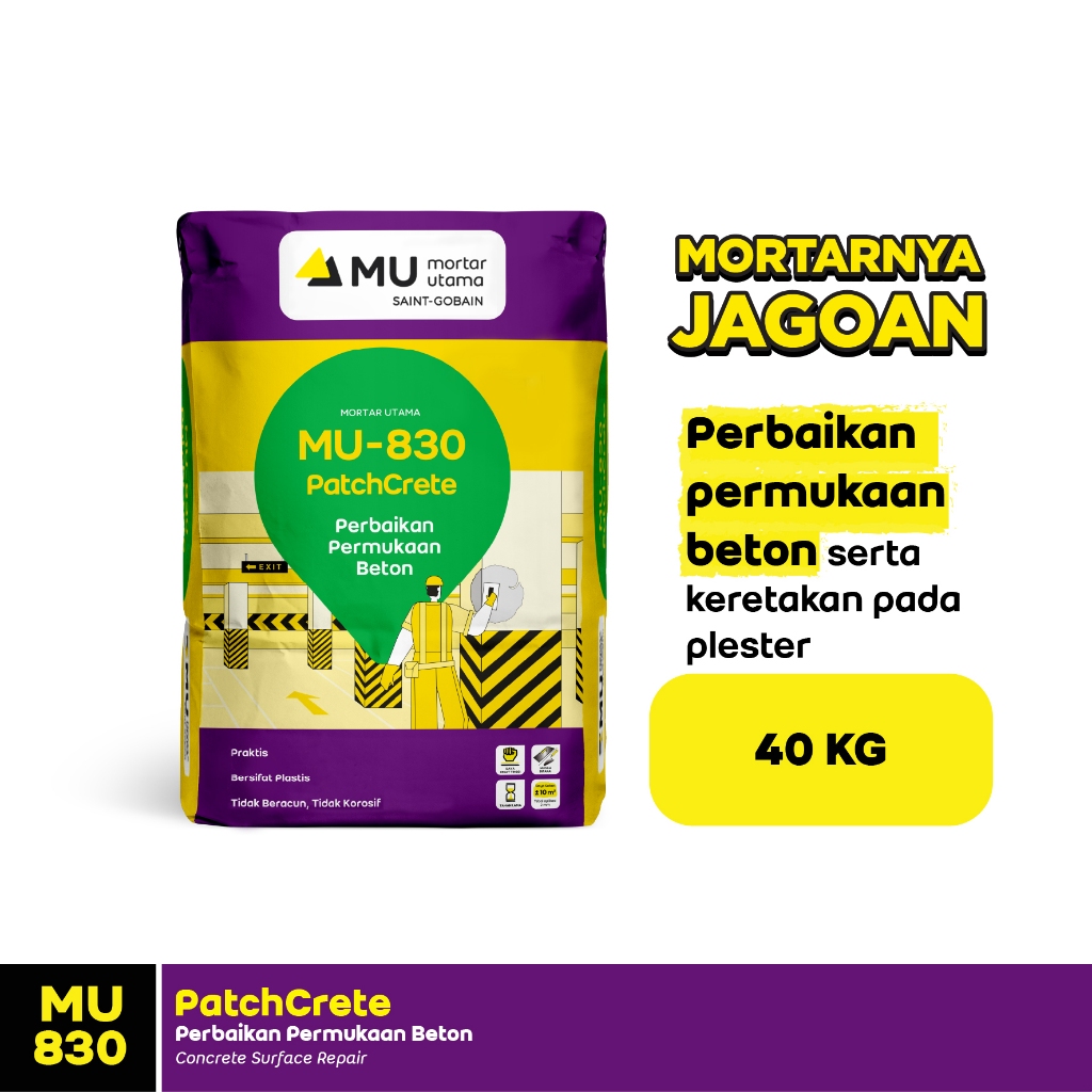 Mortar Utama MU-830 PatchCreate Perbaikan Permukaan Beton 40Kg