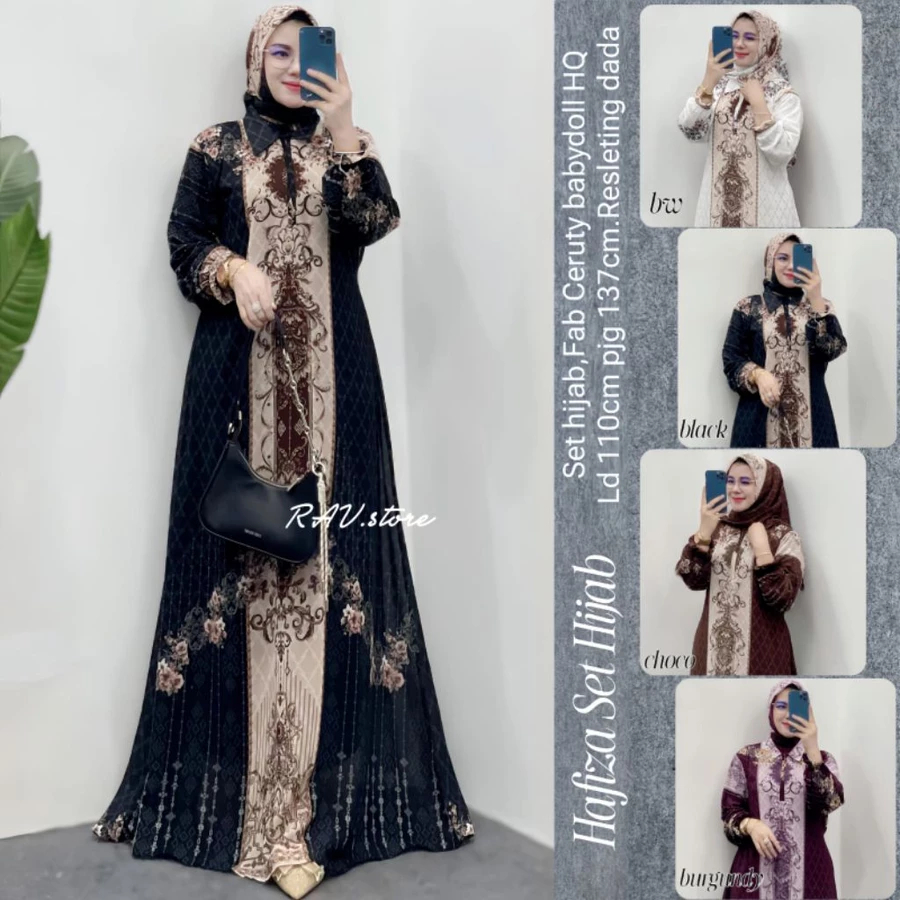 Gamis Lebaran Wanita Terbaru 2026 Baju Pengajian Ibu Pernikahan Set Gamiss Hijab Dres Brokat Muslima