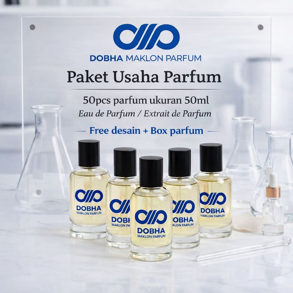 PAKET USAHA / MAKLON PARFUM DENGAN BRAND SENDIRI UKURAN 50ML (PAKET ISI 50 BOTOL) FREE DESAIN STIKER