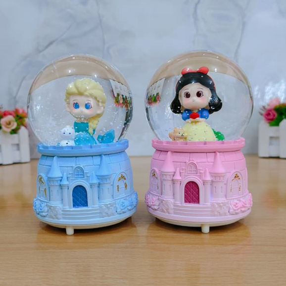 Snowball Pajangan Bola Musik Air Bola Musik Kaca Salju Size Medium (80) Princess Snow White Elsa Fro