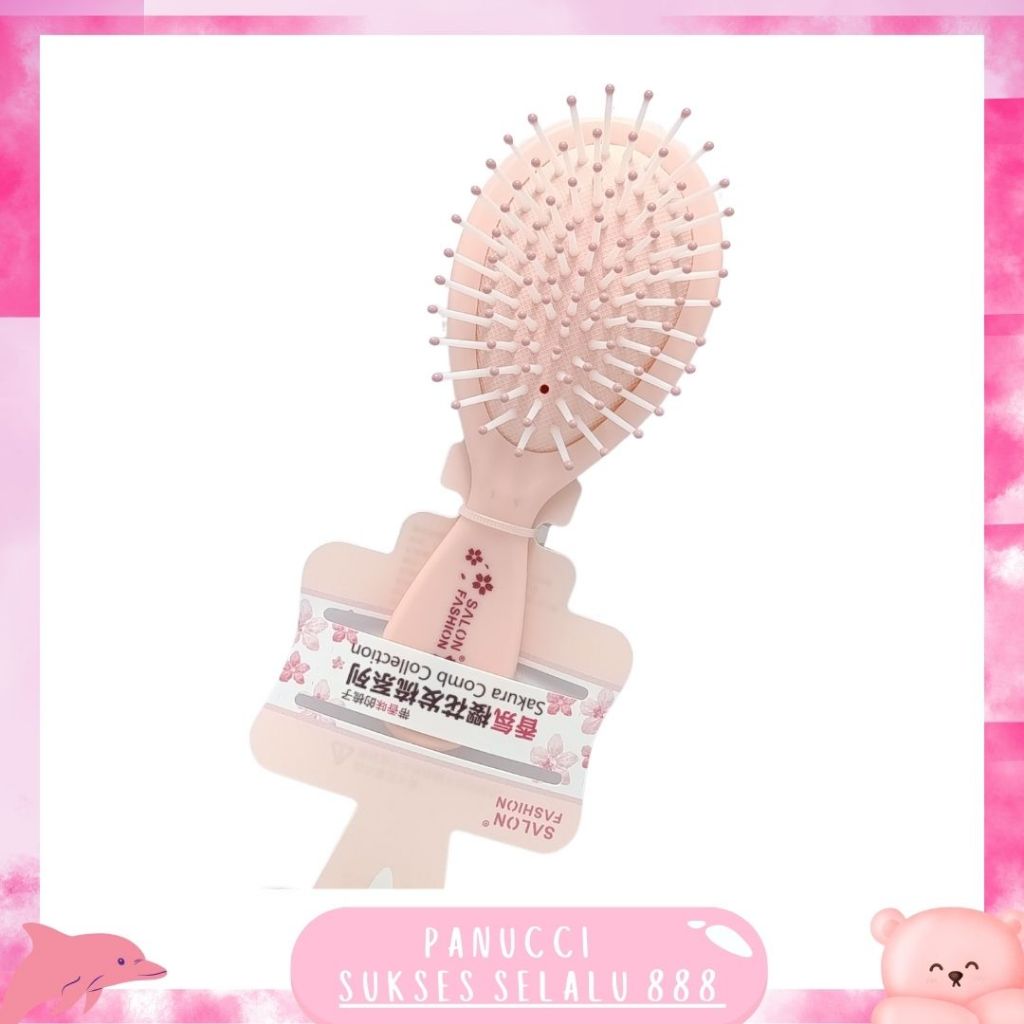 Sisir Kayu Sakura Kecil PREMIUM Import / Sisir dan Kaca 2in1 / Sisir Kayu Anti Rontok / Sisir Wanita