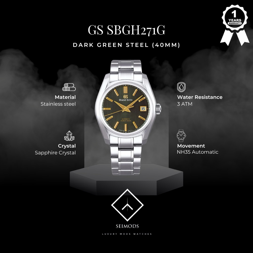 Jam Tangan Grand Seiko Mod SBGH GS NH35 Automatic Watch Green Snowflake