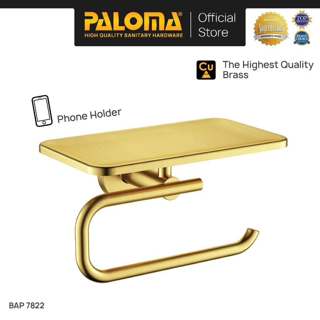 PALOMA BAP 7822 Tempat Tissue Toilet Tisu Gulung Roll Kamar Mandi Wall Dinding Brass Kuningan Gold E