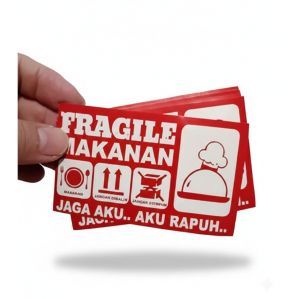 Stiker Fragile Awas Pecah – Label Pengiriman Makanan & Kemasan