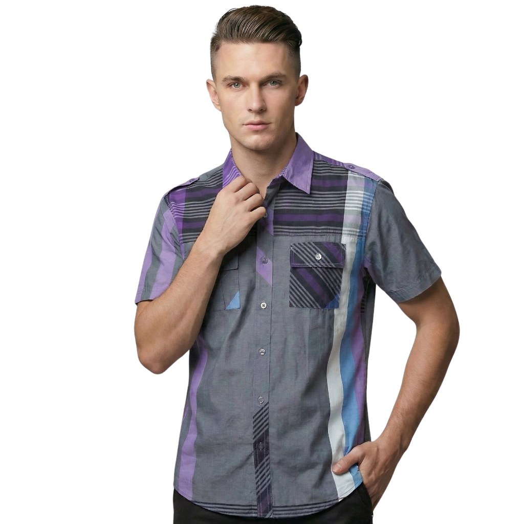 Kemeja Pria Lengan Pendek Motif Original Premium Pakaian Branded Sisa Ekspor