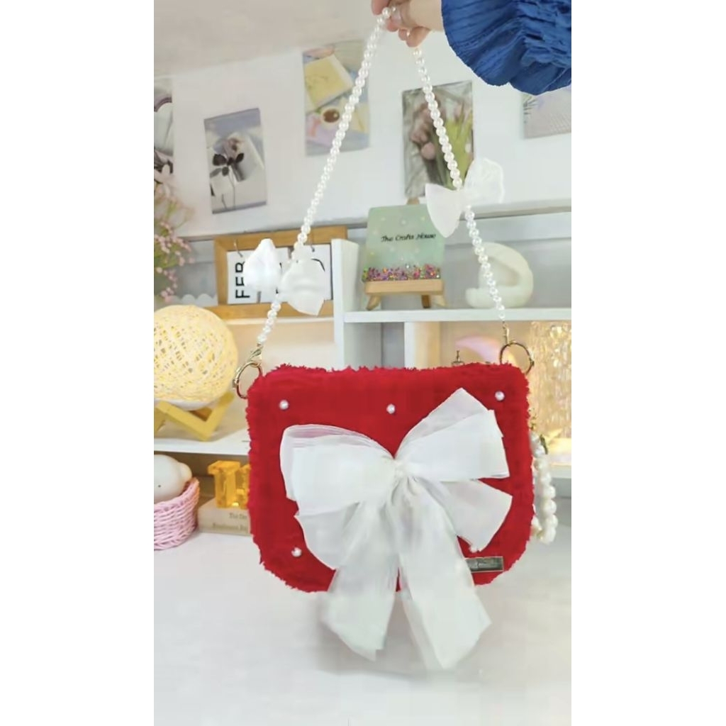 tas rajut kanvas Korea lucu / Tas rajut kanvas bludru