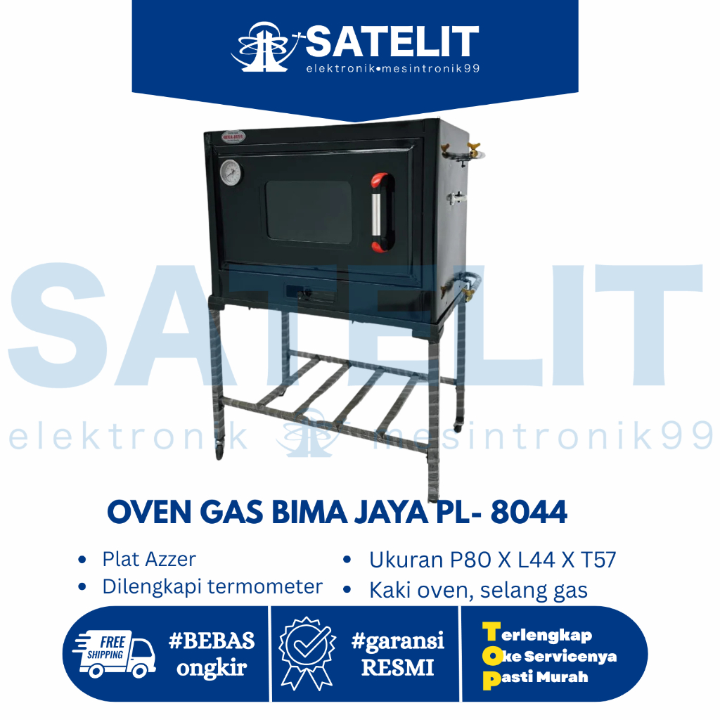 Oven Gas Bima Jaya 8044 – Oven Gas PL-8044, 2 Rak, Api Atas & Bawah, Kapasitas Loyang Besar