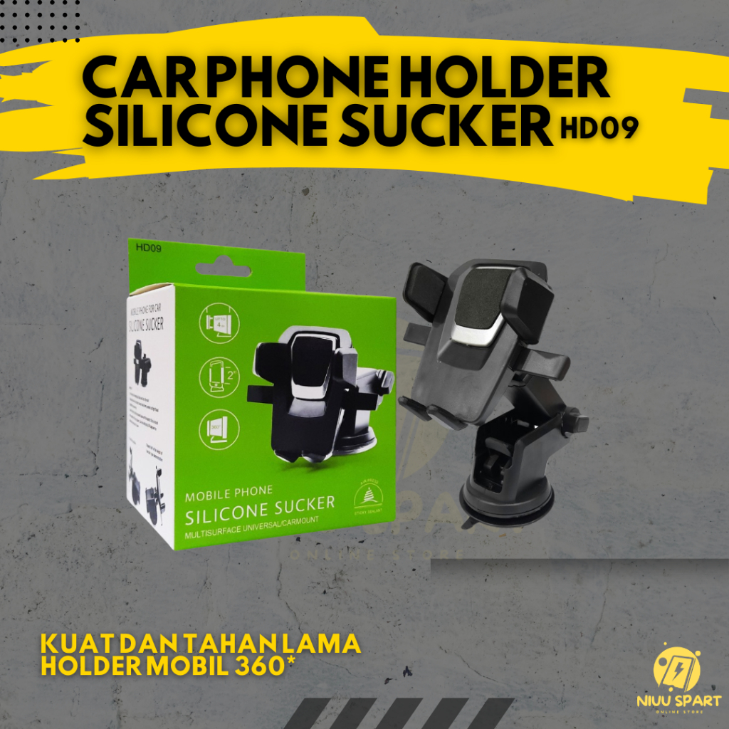 CAR HOLDER STAND HP HD09 FOLDING UNIVERSAL KACA DABOT PHONE MOBIL HD-09 HITAM