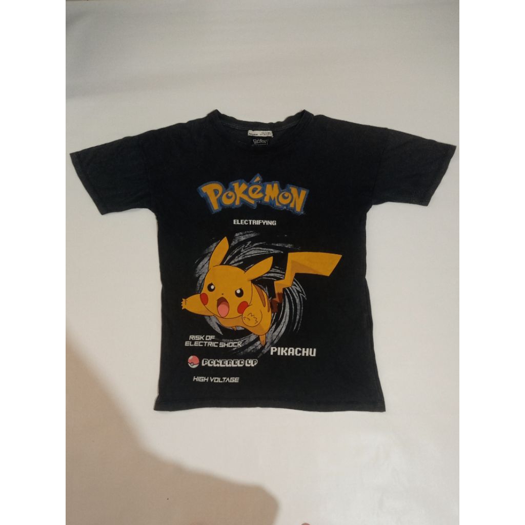 Kaos Pokemon Pikachu By Pull And Bear Official Merchandise Size XS Hitam Wash Second Brand P&B