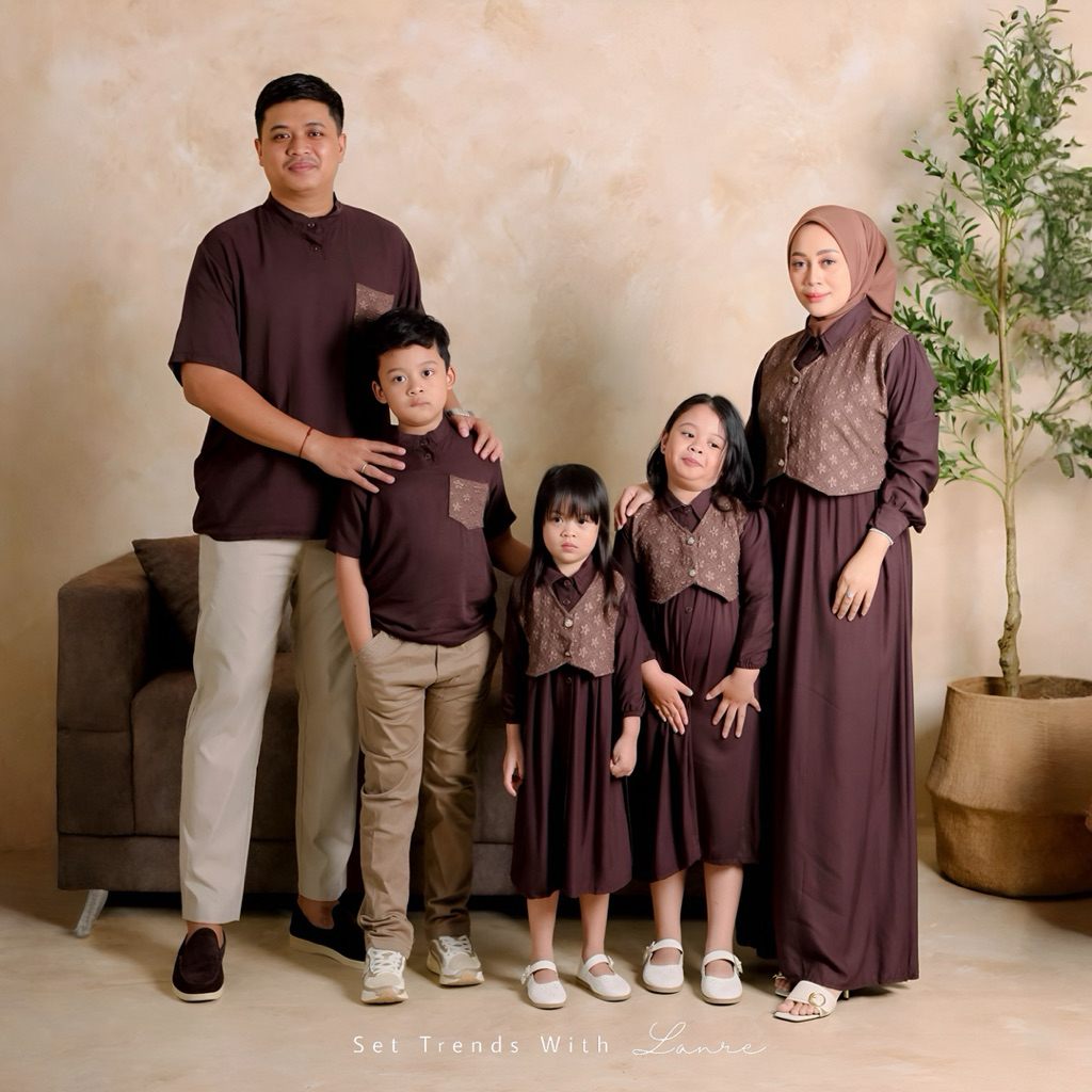 Ghania Couple Set Family Buat Lebaran 2026 Sekeluarga Bahan Rayon Mix Jaquart Koko Dan Dress Ayah Ib