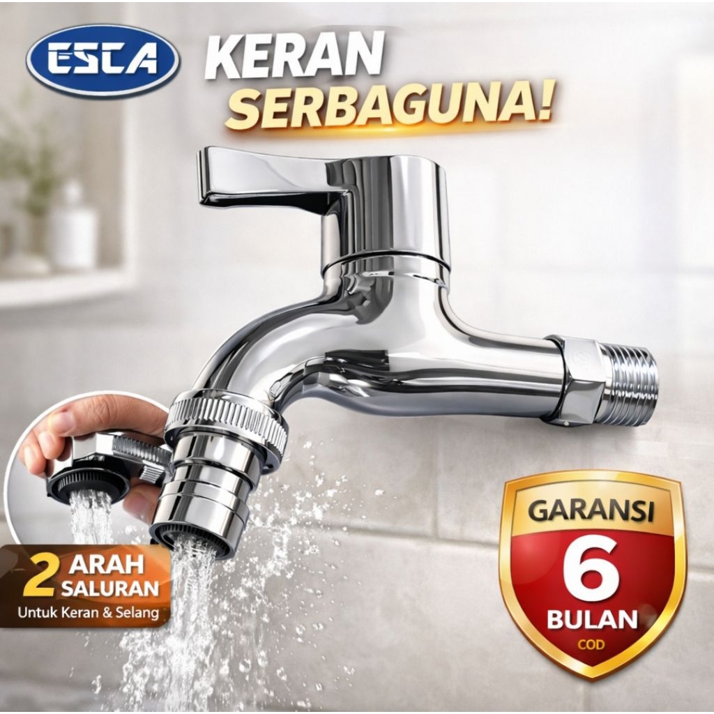 Kran Air 304 Stainless Kran Wudhu Kamar Mandi Keran Tembok Taman Pressure Kencang Escag Termurah