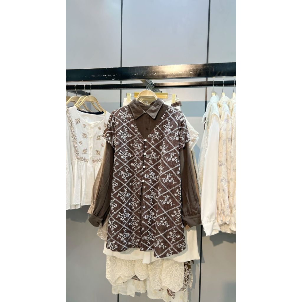 kemeja set vest import atasan wanita