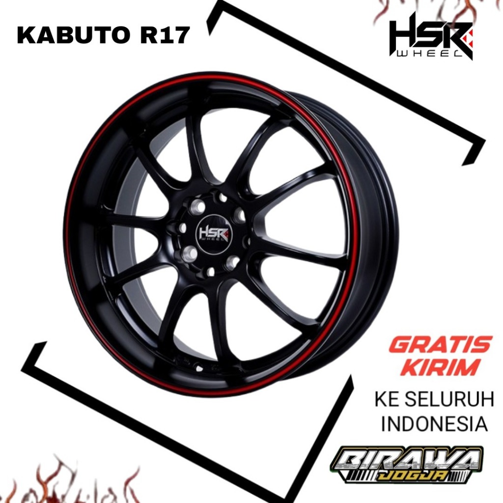 pelek HSr Kabuto ring 17 warna Hitam List Merah HSR Kabuto cocok untuk Fronx Baleno Kijang