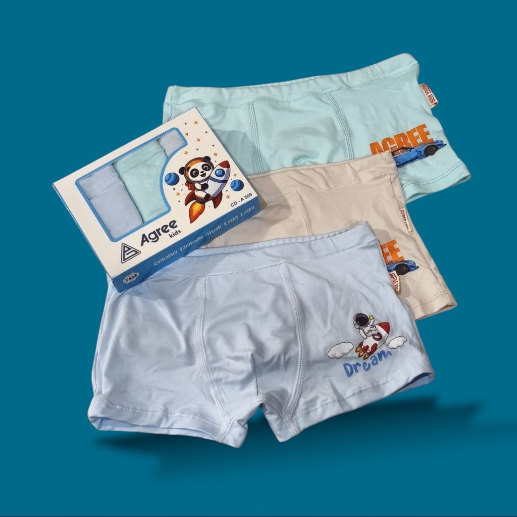 TERACOTTA19 - [3 PCS] Celana dalam boxer anak cowok laki-laki AGREE A509 M-XXL