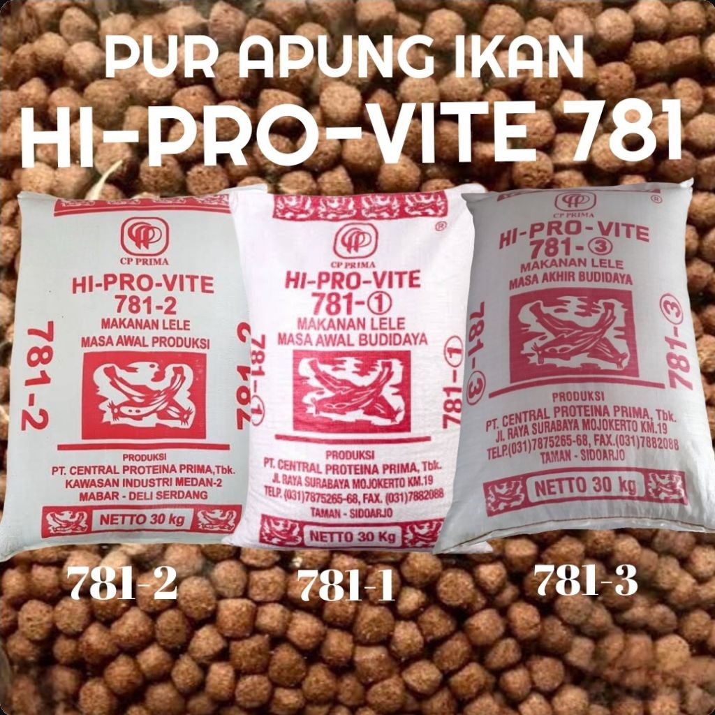 pakan ikan HI PRO VITE 781 pakan ikan pur Lele pelet nila protein lengkap berkualitas kemasan 1 kg