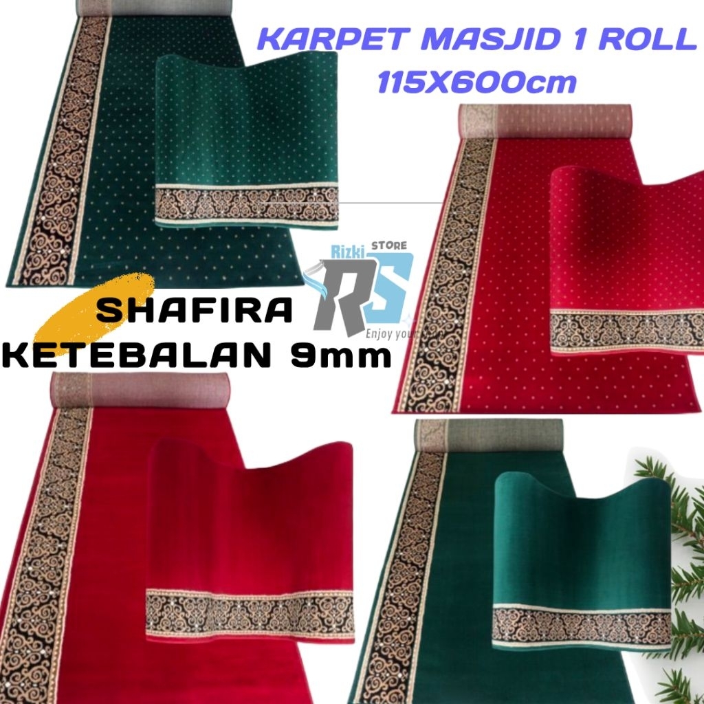 Karpet Masjid Shafira 1 Roll 115x600cm Ketebalan 9mm Karpet Masjid Mushola Bisa Pesan Ukuran