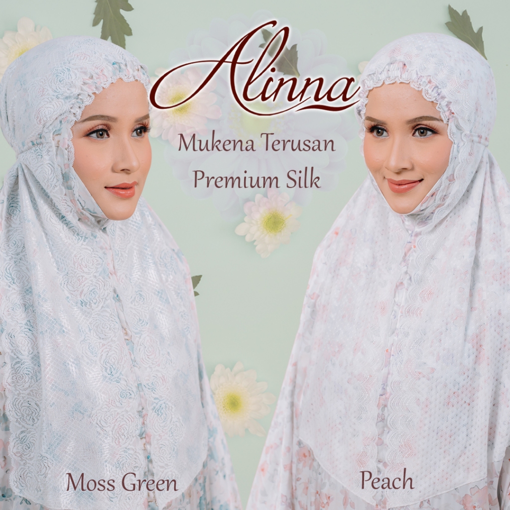 Mukena Alinna Renda Terusan Sutra Premium Silk Motif 2