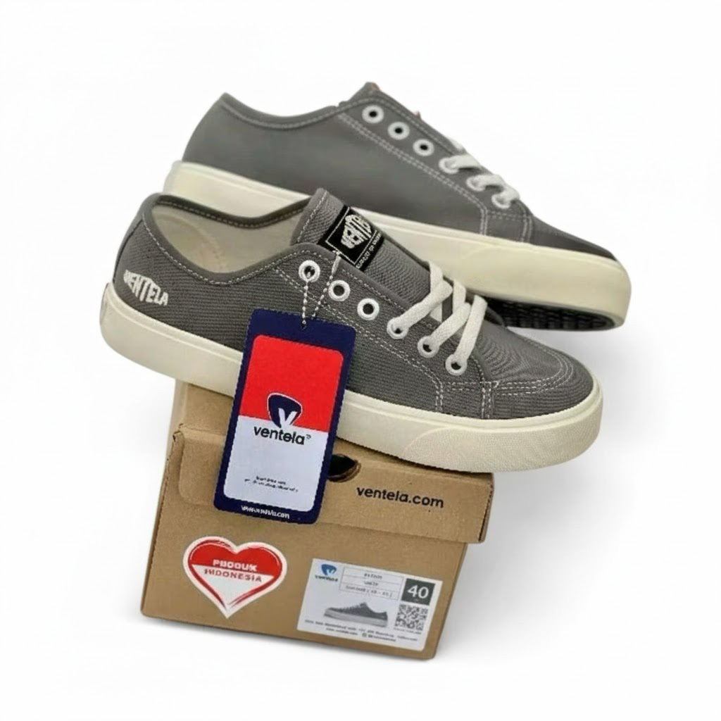 Ventela Alpha Grey Original 100% - Sepatu Sneakers Casual Pria Wanita