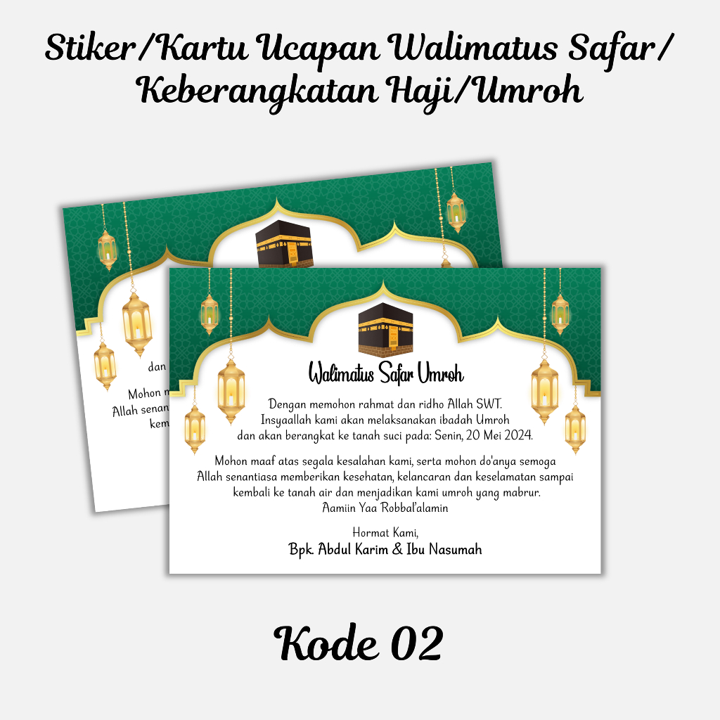 stiker walimatus safar umroh haji , syukuran umroh , syukuran haji , kartu ucapan haji dan umroh