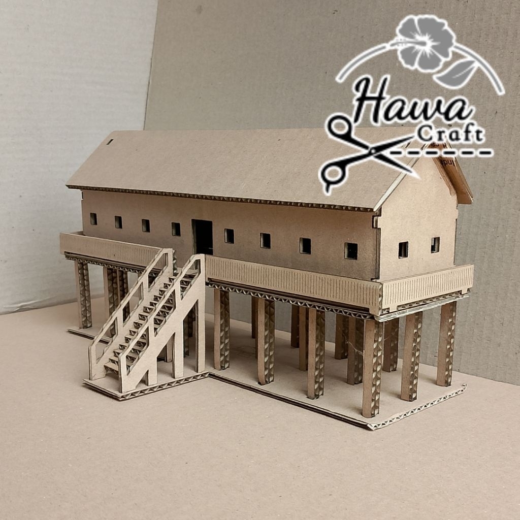 oOo Miniatur Rumah Adat Betang Dayak Kalimantan oOo Hawa Craft