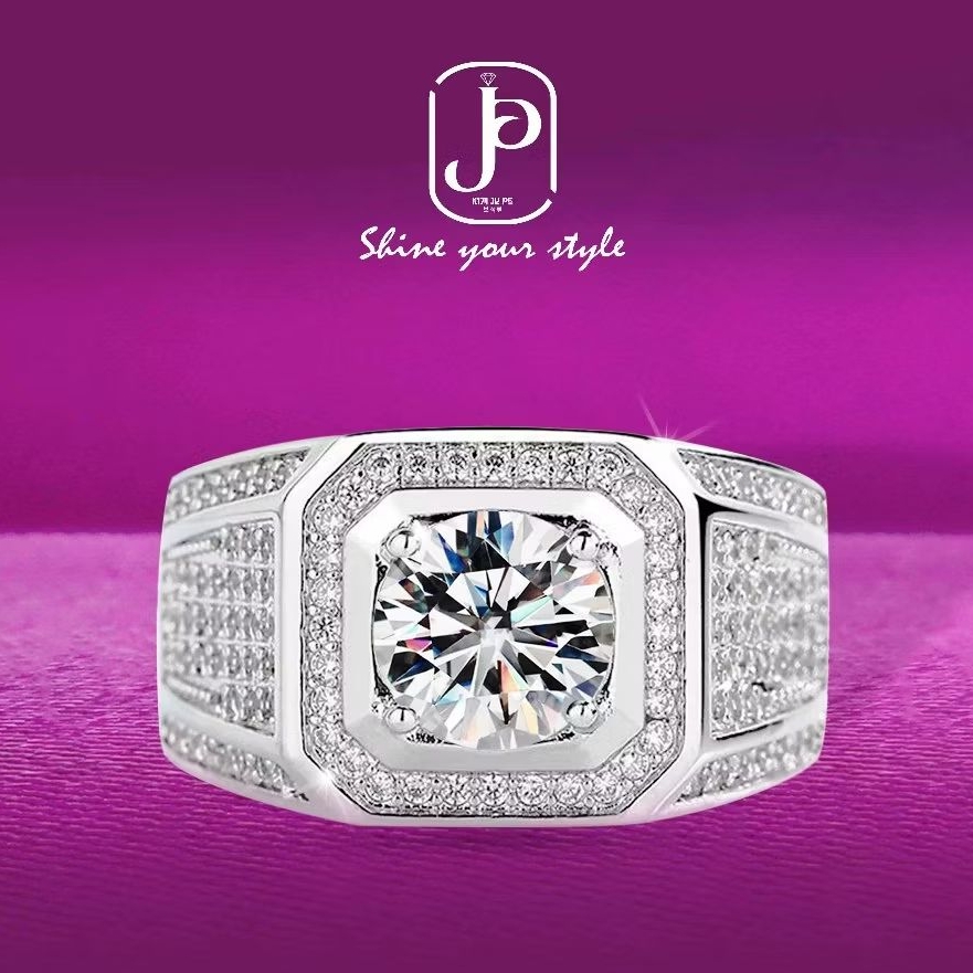 Kimjupe Cincin Wanita Diamond Moissanite Leandra 1CT Silver925 Gold Plated Cnm86