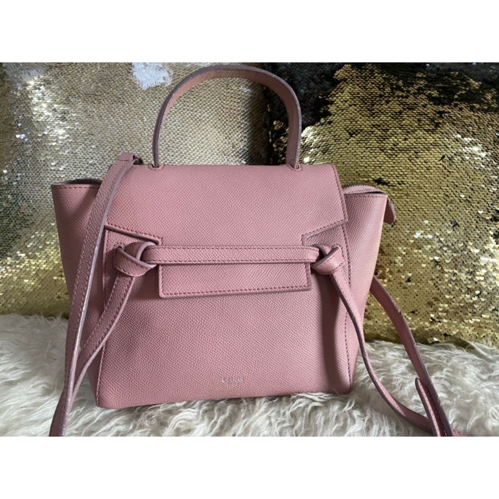 Tas Preloved Celine* Nano Belt Bag pink.