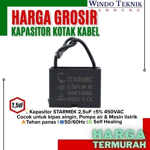 KAPASITOR KOTAK KABEL 2,5UF | KAPASITOR FAN | 2,5 UF | KAPASITOR KOTAK KIPAS ANGIN | KAPASITOR KABEL
