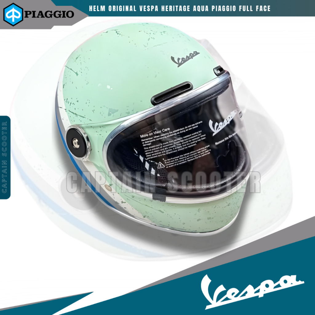 ORIGINAL VESPA Helmet HELM Ori  Heritage Aqua Piaggio Full Face