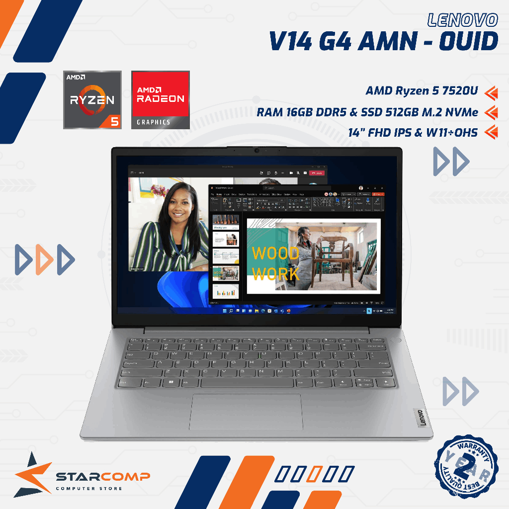 Lenovo V14 G4 AMN 0UID AMD Ryzen 5 7520U 16GB 512GB 14" FHD IPS W11+OHS